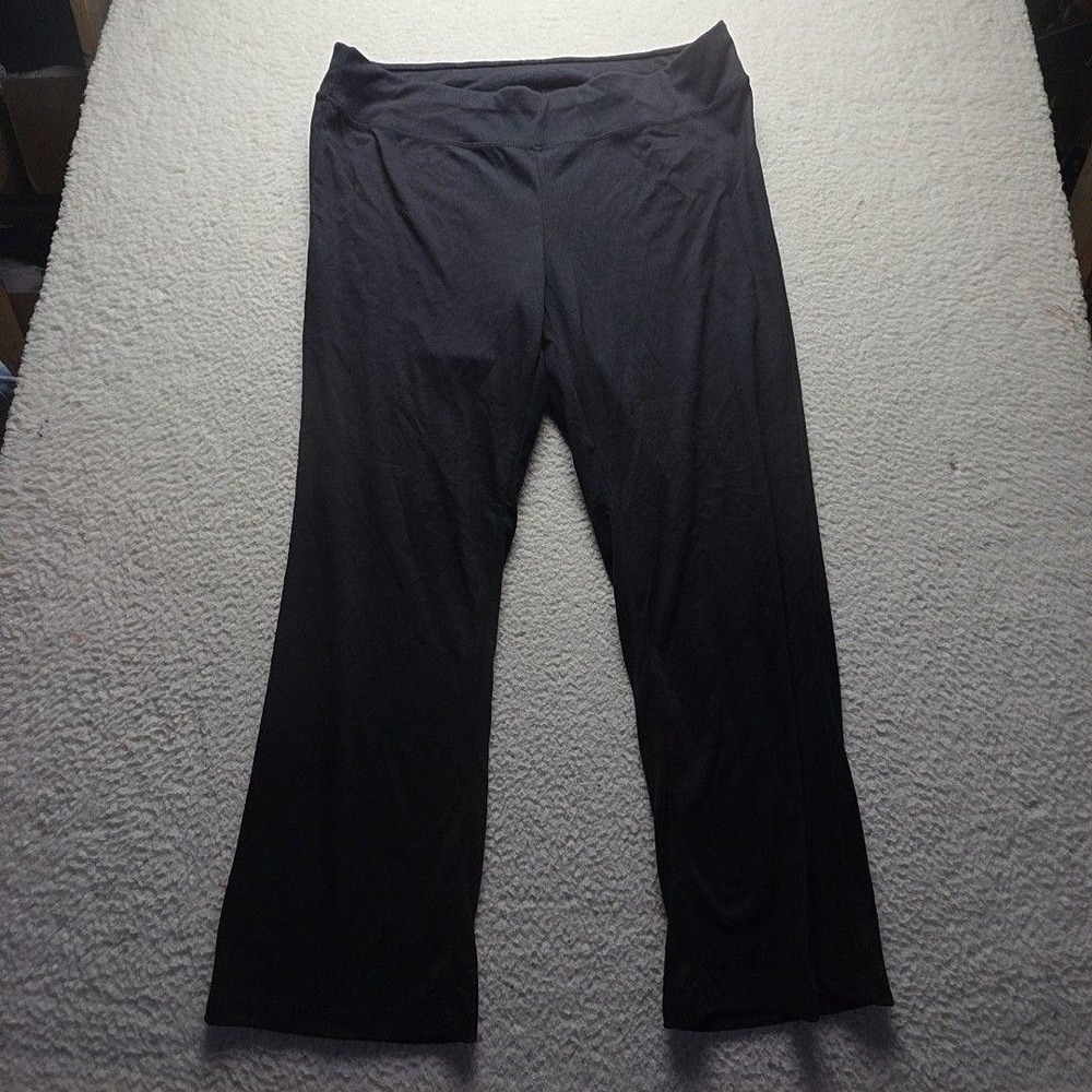 Catherines Yoga Pants Womens Plus 1X Black Straight Leg Jersey Stretch Pull On
